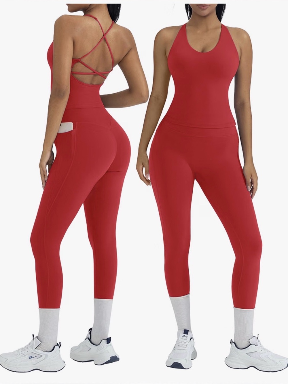 Alo d-u-p-e red workout set size small